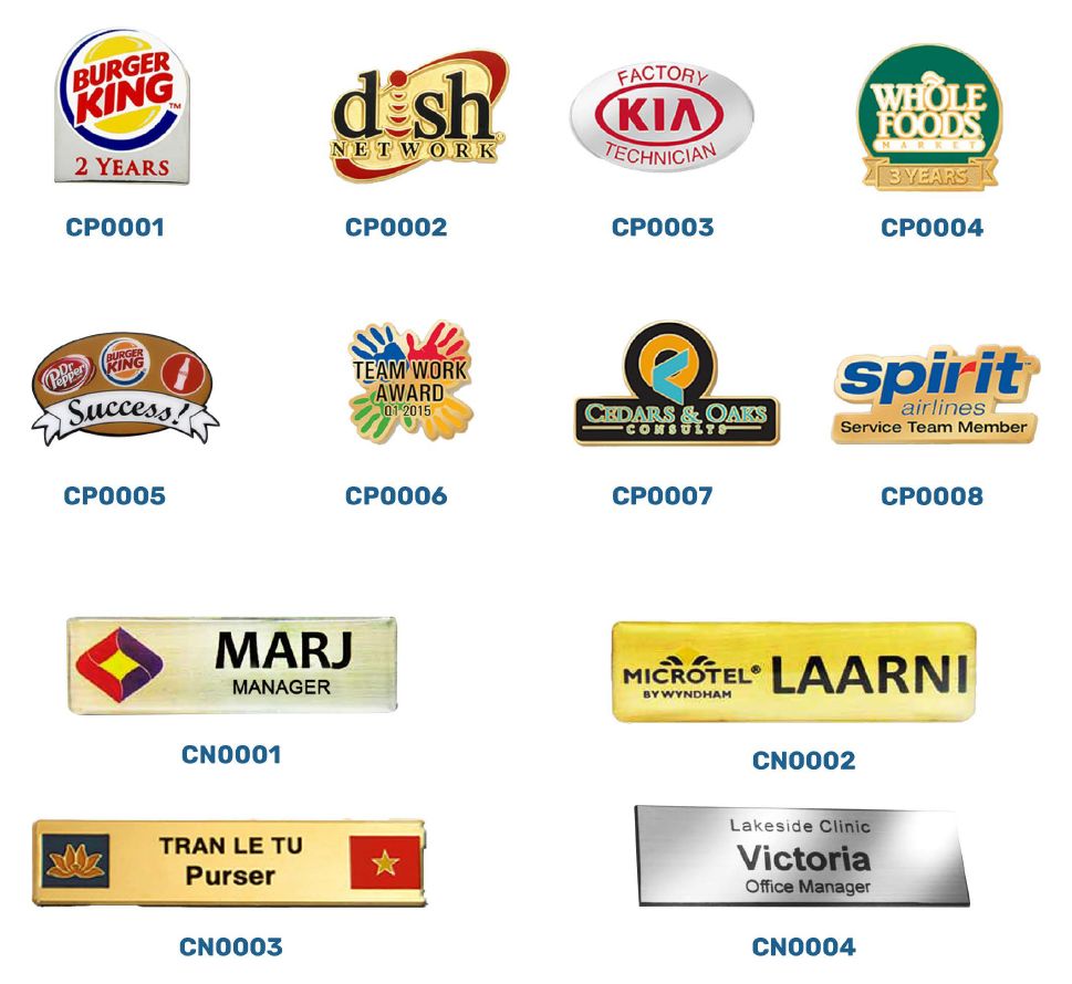 World Solution Pins and Nameplates